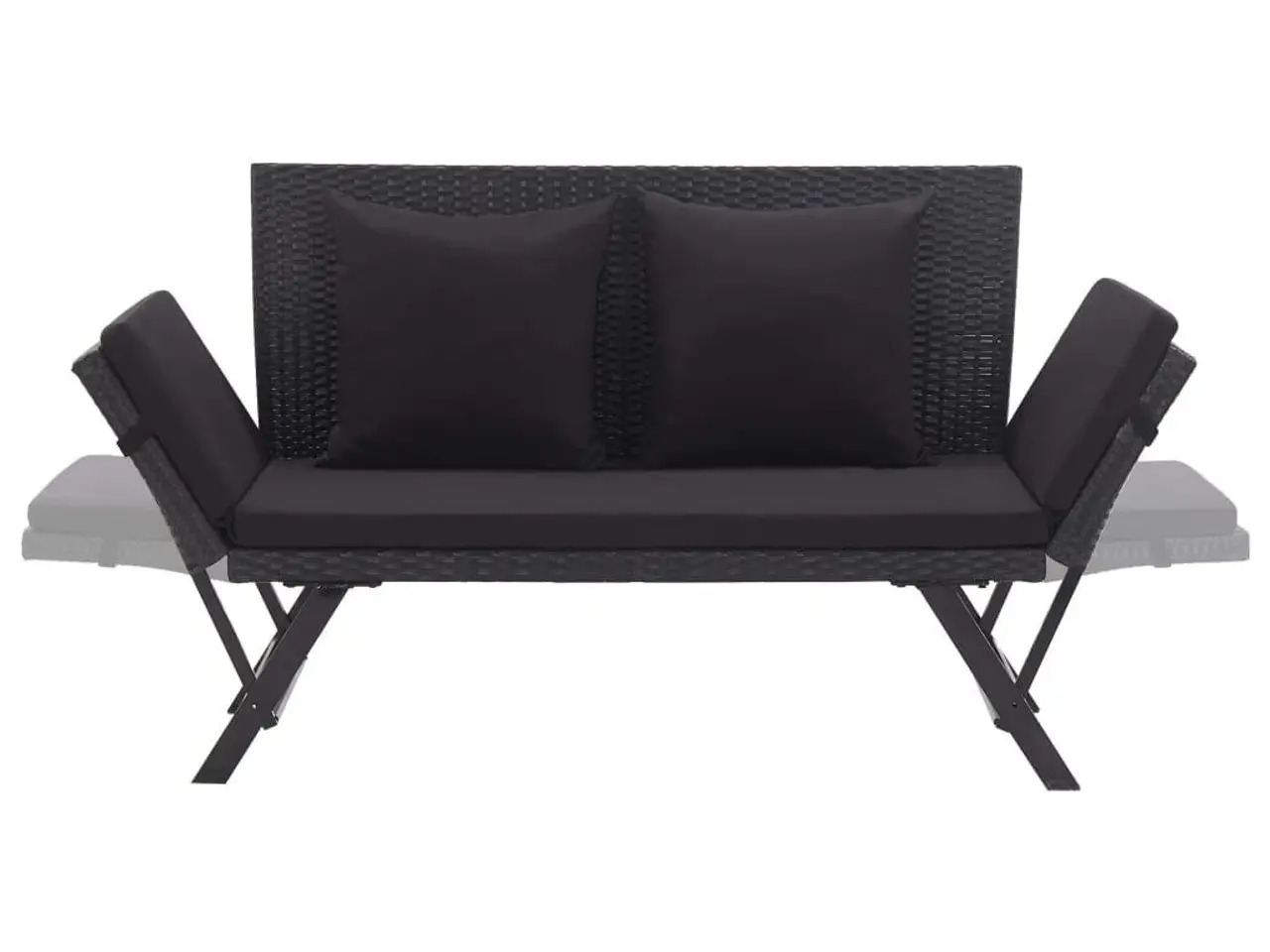 Billede 5 - Havebænk med hynder 176 cm i polyrattan - sort