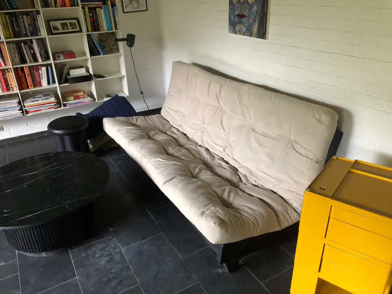 Billede 1 - Futon sovesofa sort træstol natur hynde
