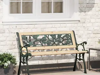 Havebænk med pude - brun træ, 116 × 54 × 73 cm