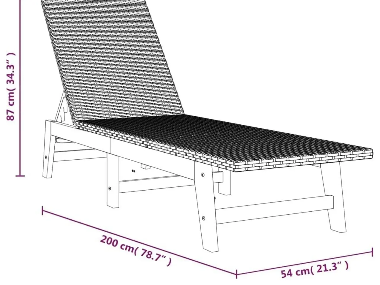 Billede 12 - Liggestole 2 stk. i polyrattan og massivt akacietræ - sort/brun