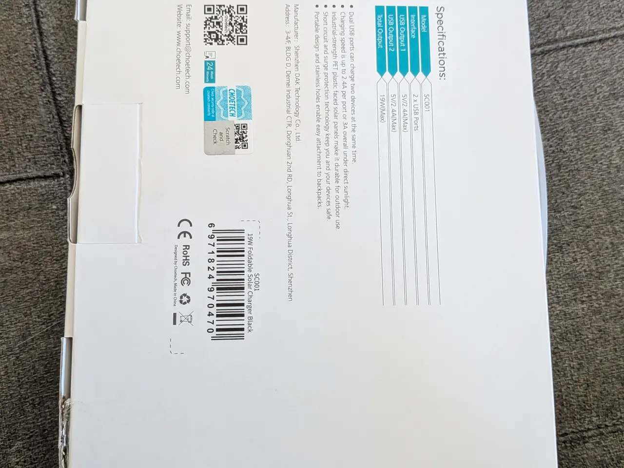 Billede 2 - Choetech 19W Foldbar Solcelleoplader 