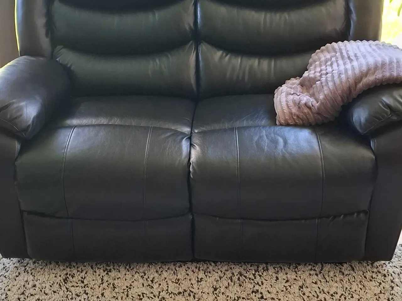 Billede 4 - Sort læder sofasæt med recliner (3+2+1)