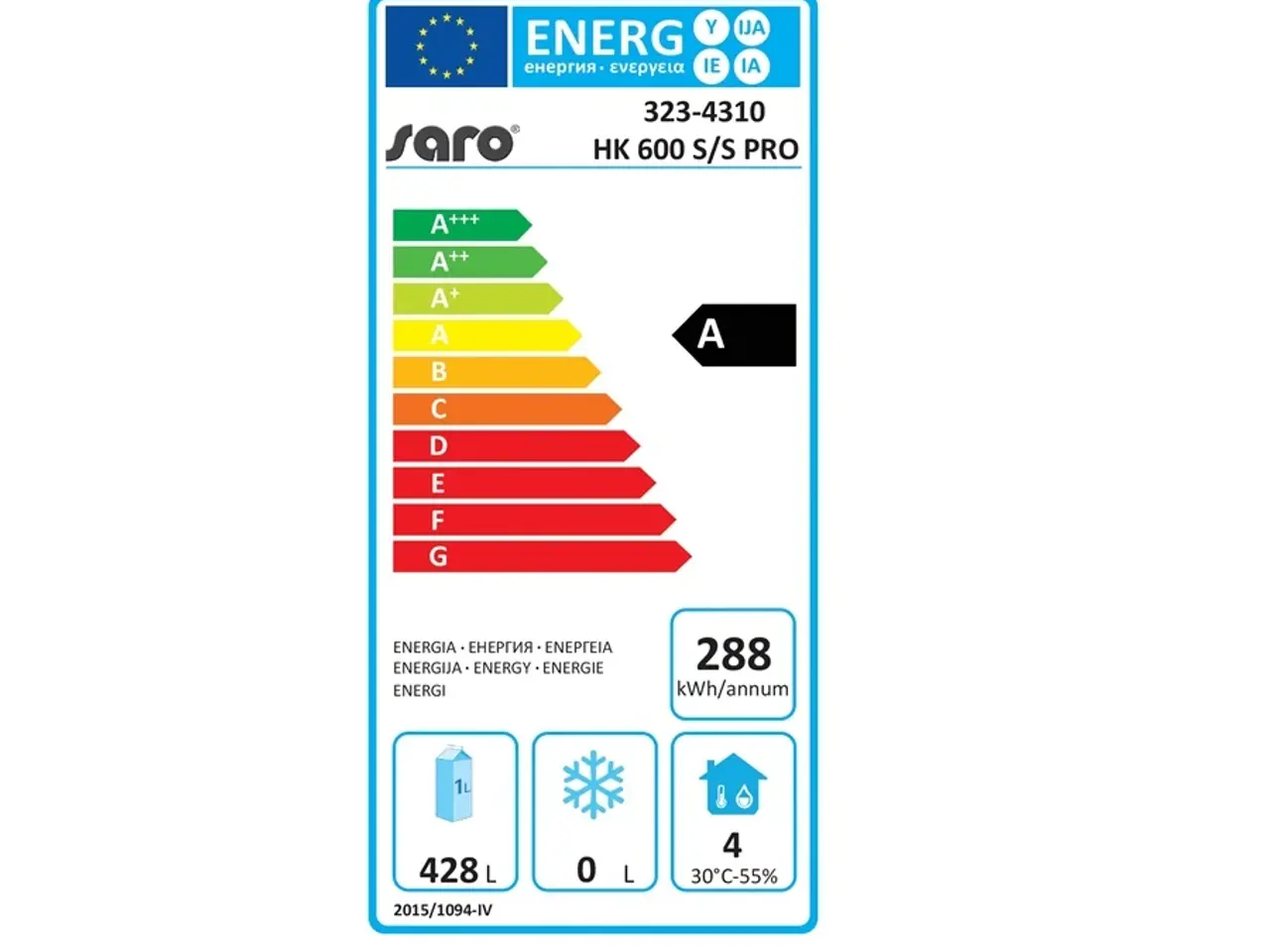 Billede 2 - Industrikøleskab 428 L – HK 600 S/S PRO