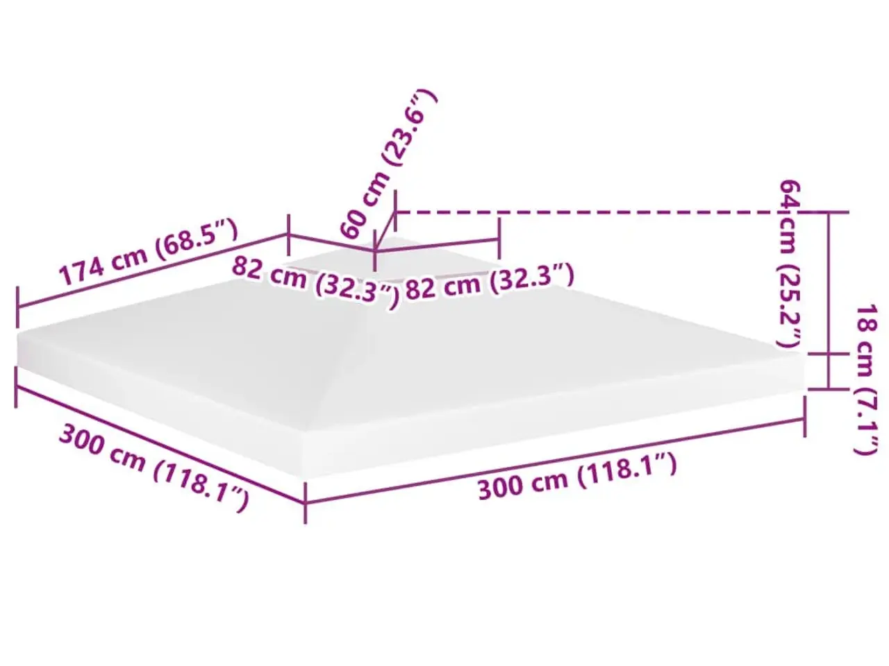 Billede 7 - Pavillontag 2 lag 3x3 m 310 g/m² hvid