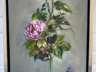Oliemaleri. Med rose