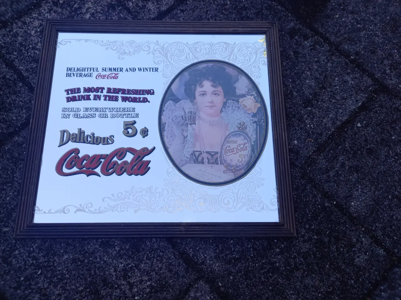 Billede 4 - COCA-COLA spejl i gammel træramme