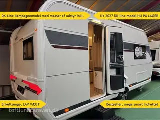 2027 - Hobby De Luxe 460 DK-Line 2027 SL TILBUD 2027 DK-Line med masser af udstyr INKL. i prisen. Enkeltsenge samt endekøkken og stort badeværelse. LAV VÆGT.
