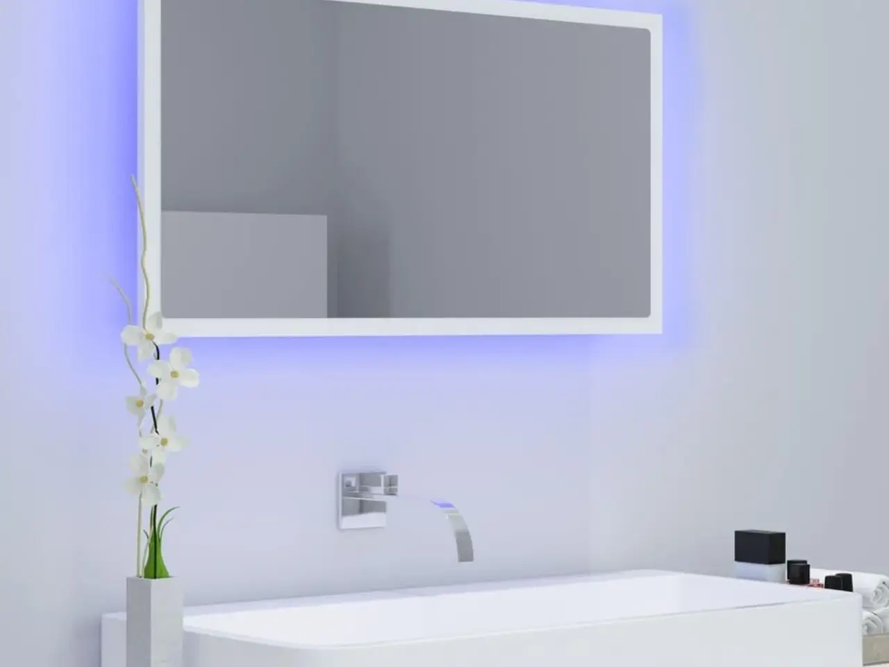 Billede 3 - Badeværelsesspejl med LED-lys 80 x 8,5 x 37 cm - hvid