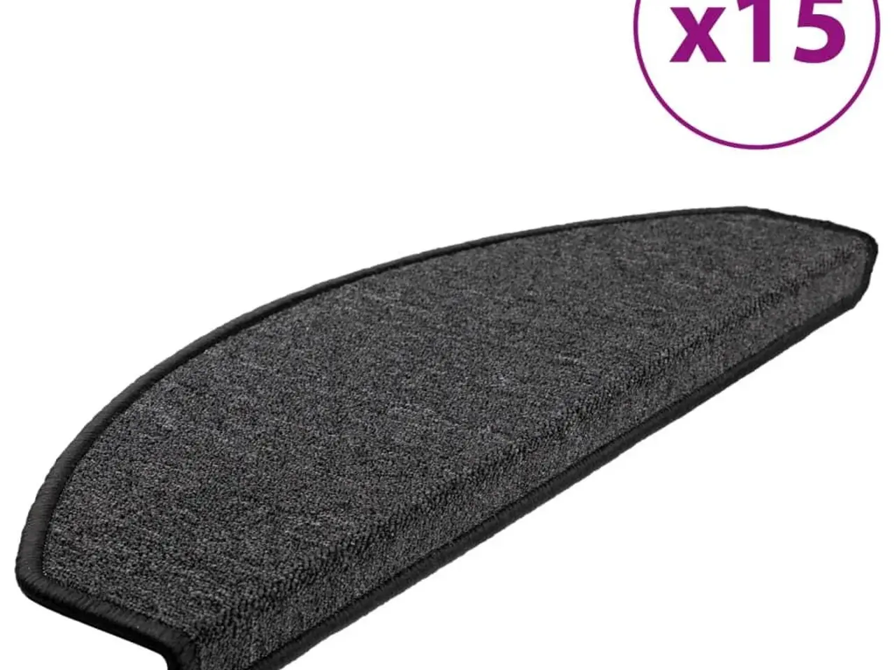 Billede 2 - Trappemåtter halvrunde - 15 stk., 65×24×4 cm, antracit