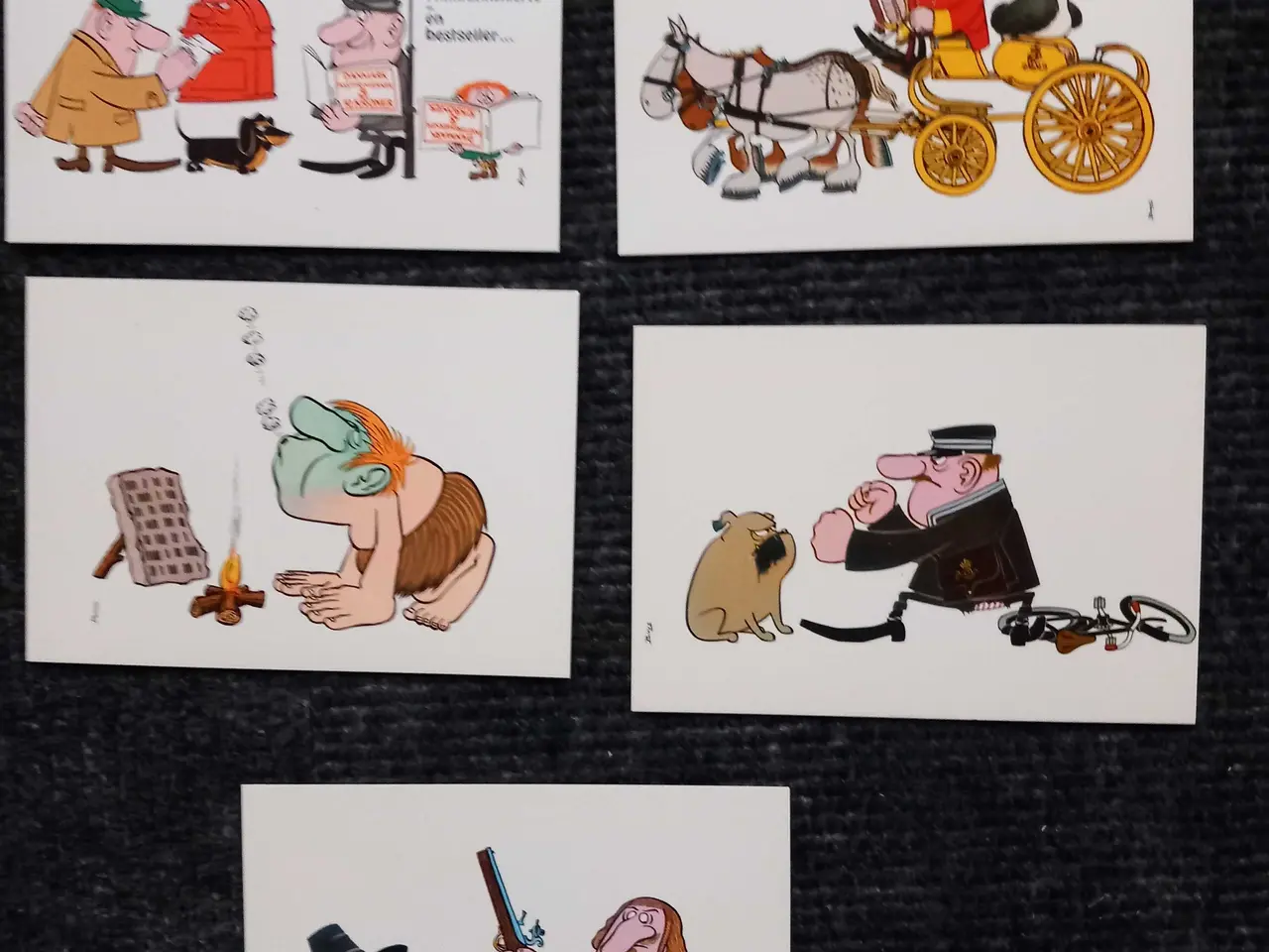 Billede 1 - 5 postkort tegnet af Erik Buus