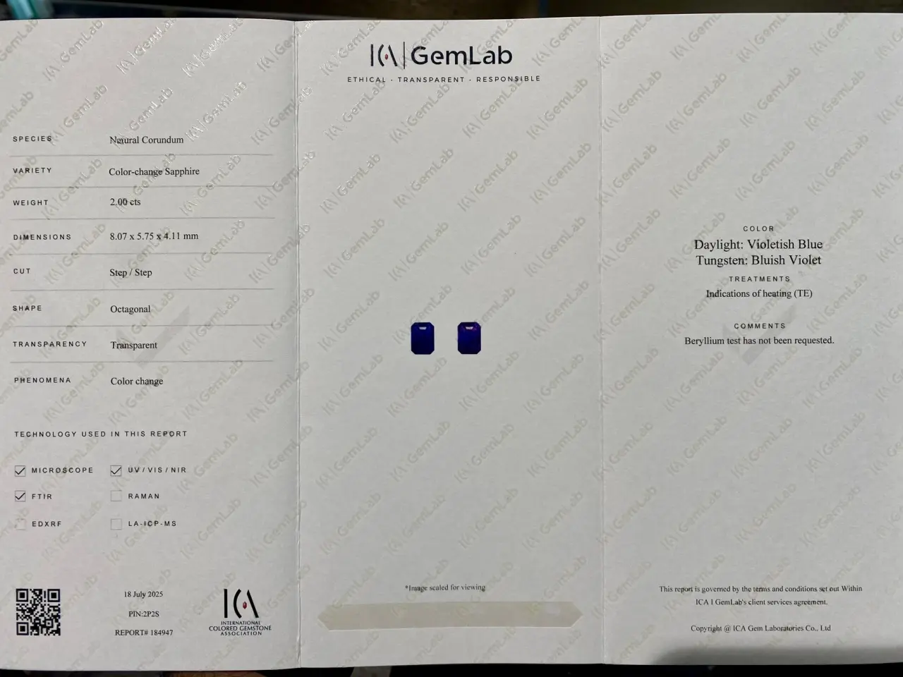 Billede 8 - løs mørkeblå safir 2 carat