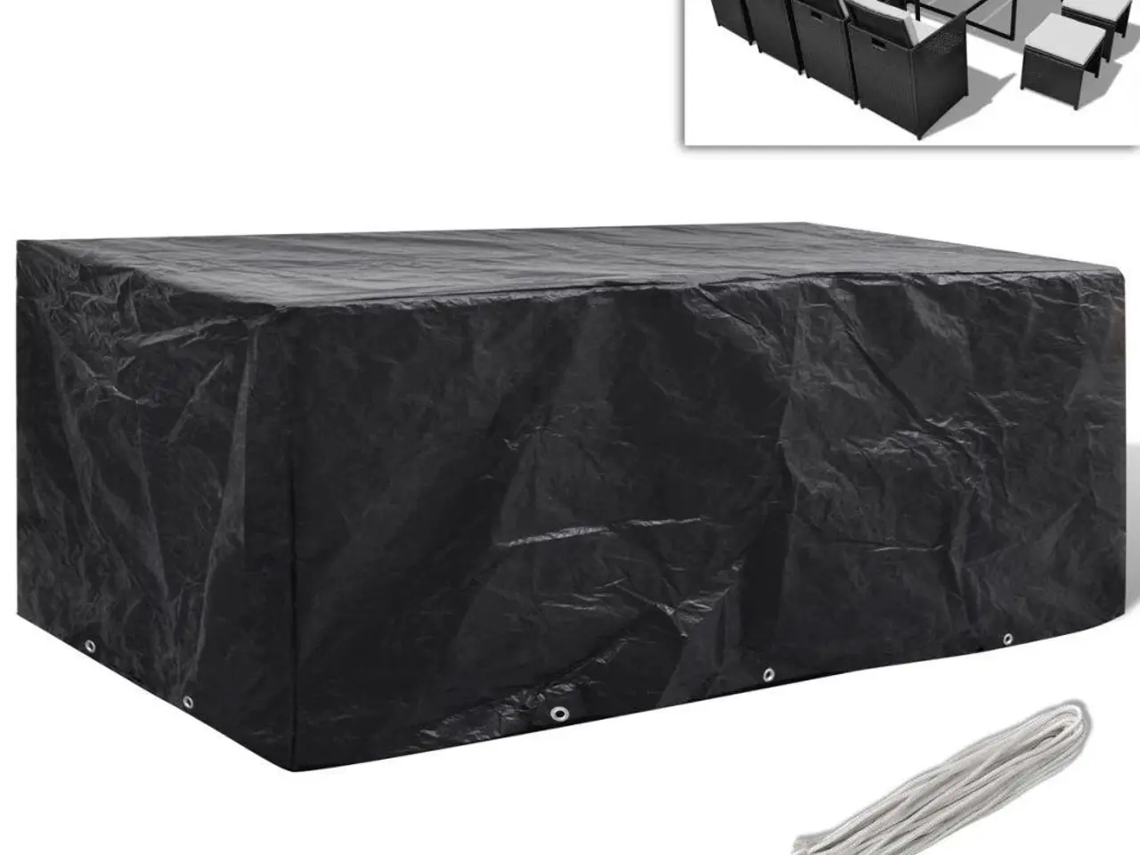 Billede 1 - Havemøbelovertræk med snørehuller - 229 × 113 × 73 cm, sort