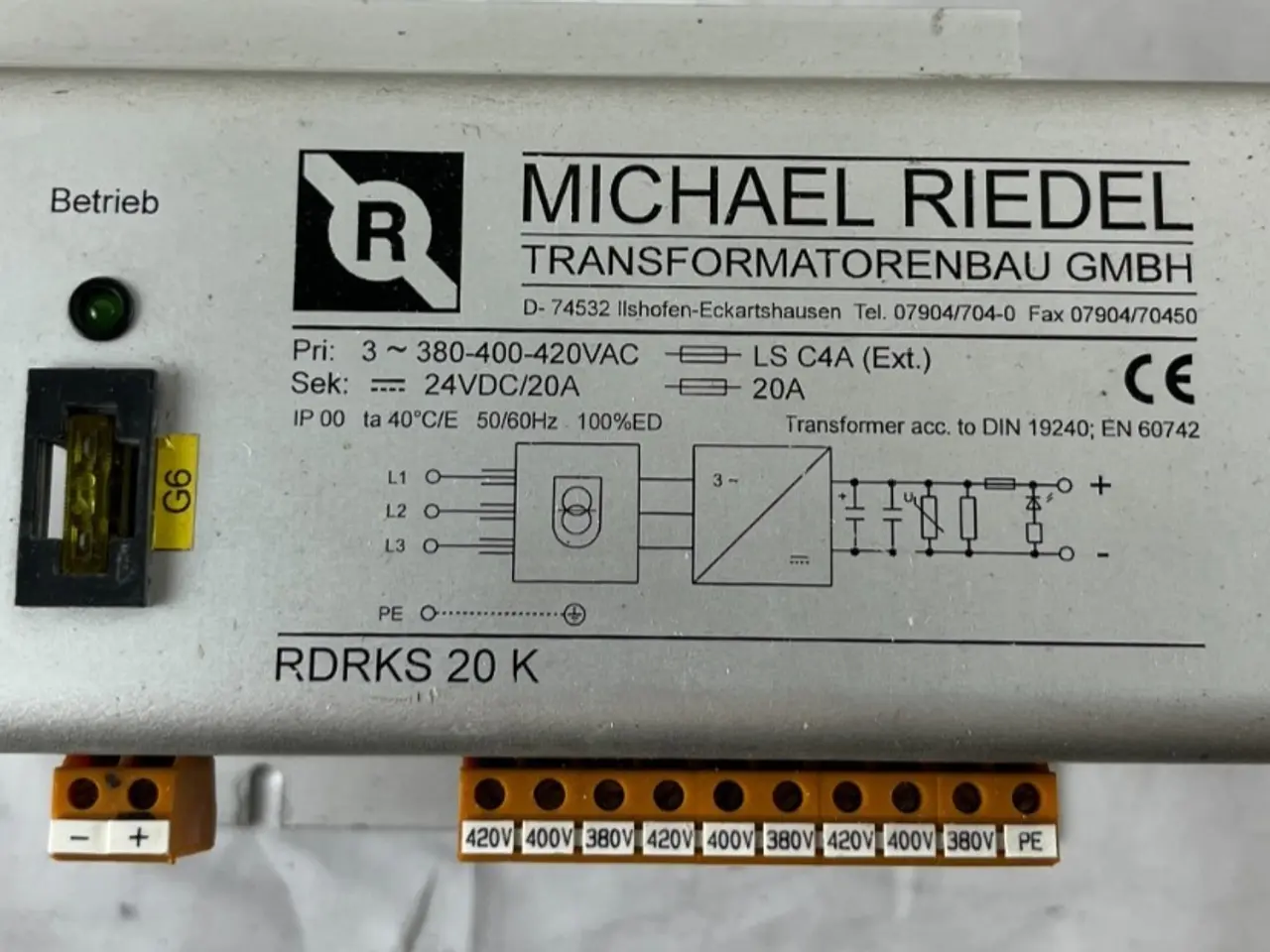 Billede 1 - Michael Riedel RDRKS 20 K strømforsyning 24VDC 20A