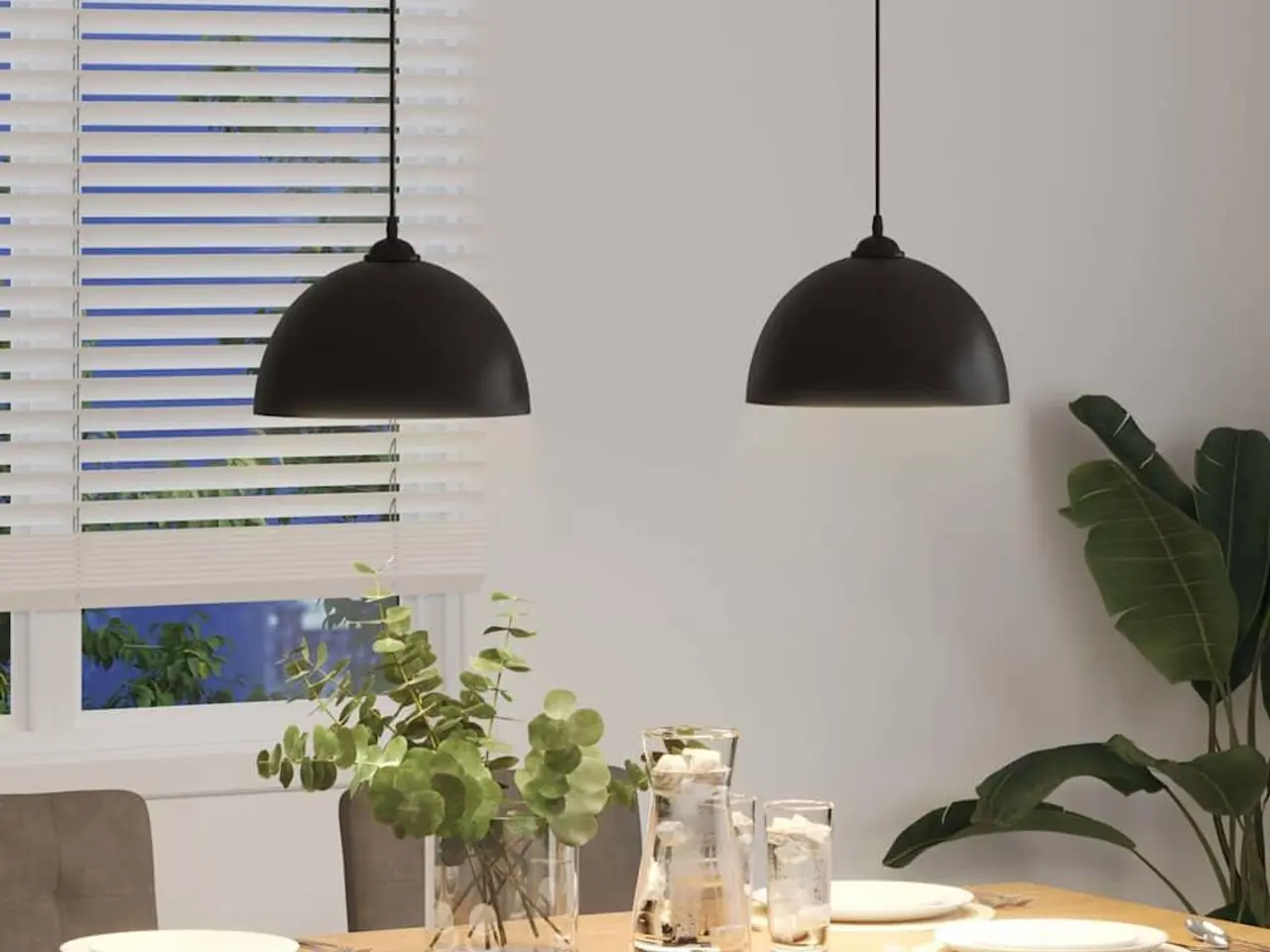 Billede 4 - Pendellamper 2 stk højdejusterbar E27 Ø 30 cm metal sort