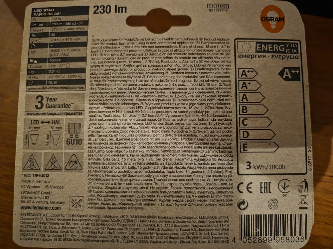 Billede 4 - Osram LED Star Par16 spotpære GU10 2,6 W