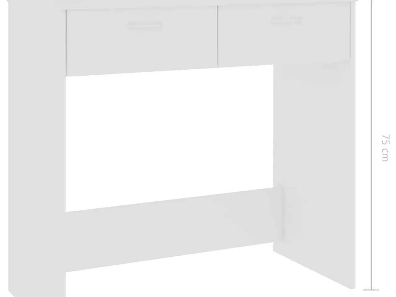 Billede 6 - Skrivebord i hvidt konstrueret træ - 80 × 40 × 75 cm med 2 skuffer