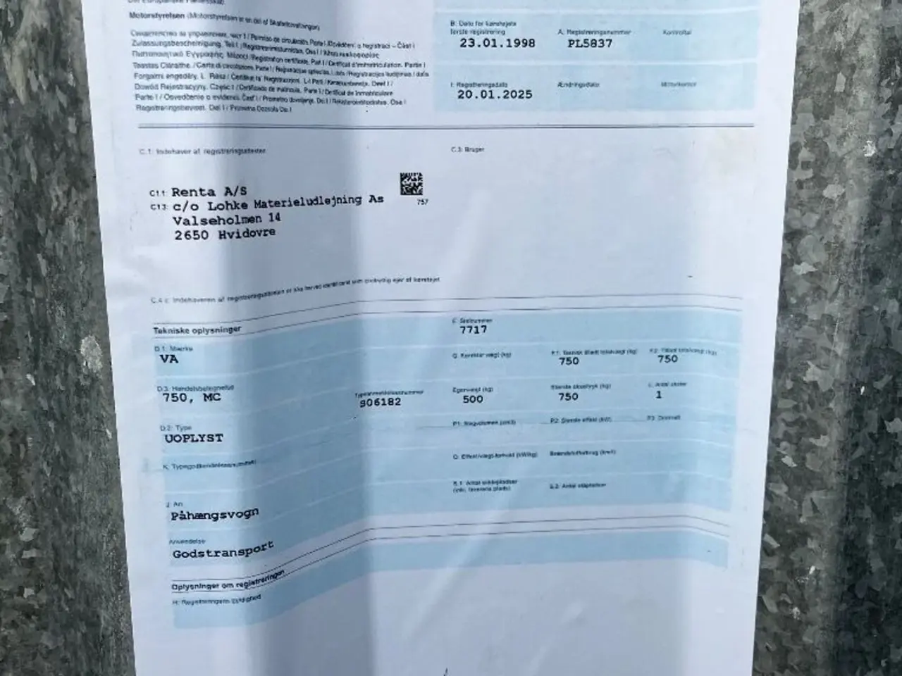 Billede 5 - Variant VA 750 MC  Påhængsvogn