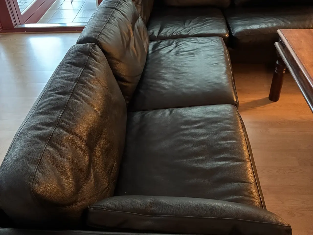 Billede 3 - Lædersofa med chaiselong 