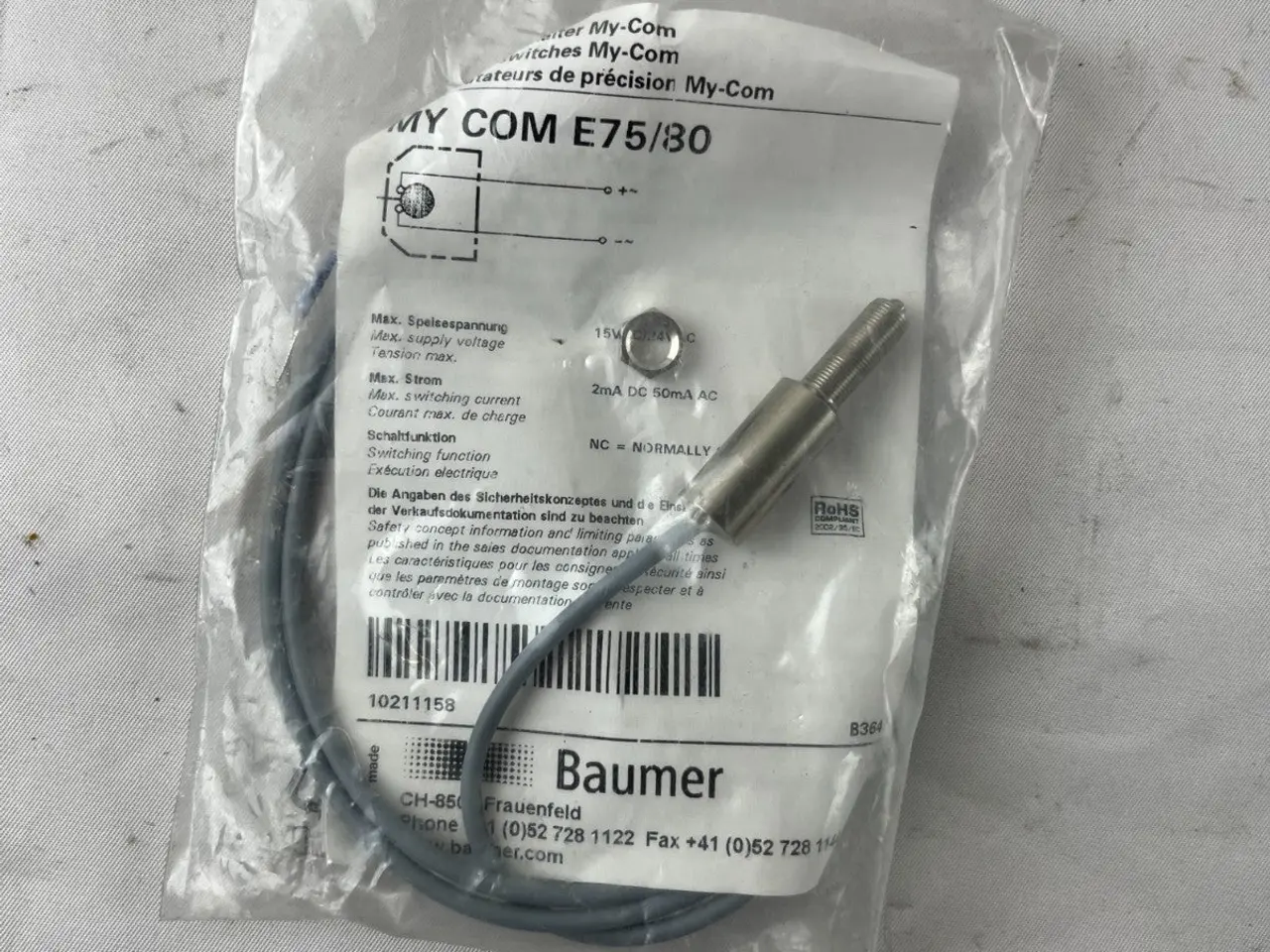 Billede 4 - Baumer MY COM E75/30 Precision endestopkontakt NC