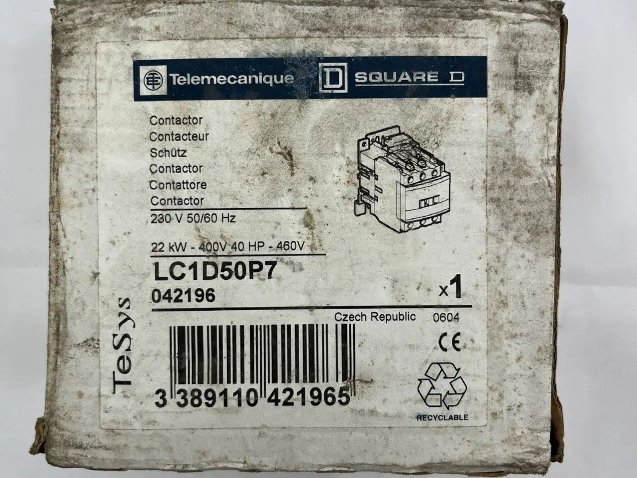 Billede 3 - Telemecanique LC1D50P7 kontaktor Square D 50A 230V