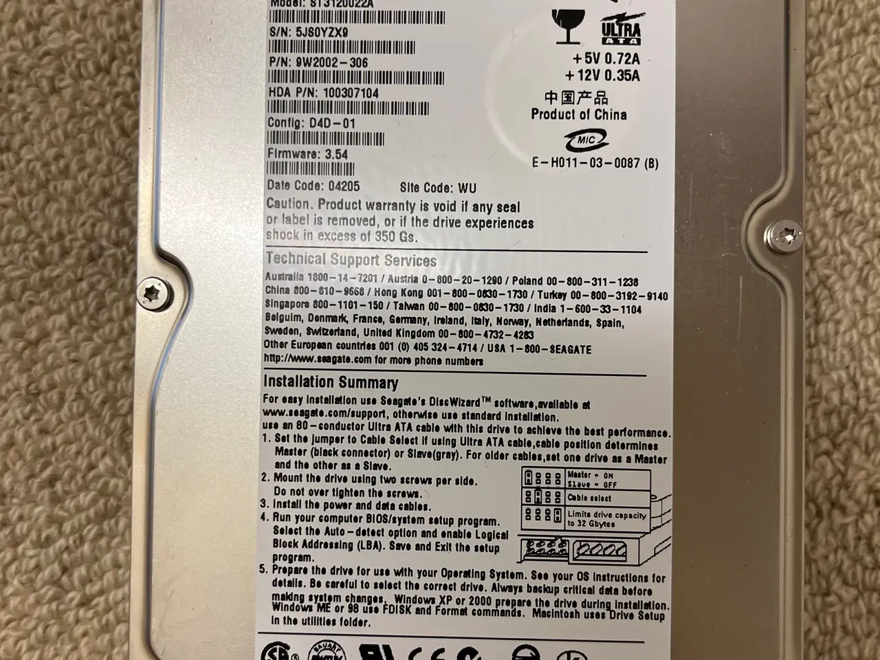 Billede 1 - 3.5” harddisk Seagate 120gb IDE