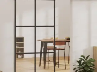 Skydedør 102x205 cm sikkerhedsglas og aluminium sort