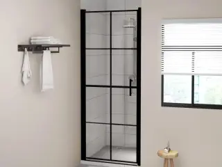 Brusedør 81x195 cm hærdet glas sort