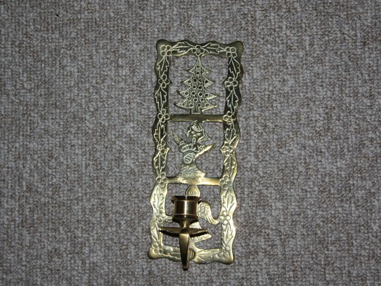 Billede 1 - Væg julelysestage i messing 23 cm x 9,5 cm
