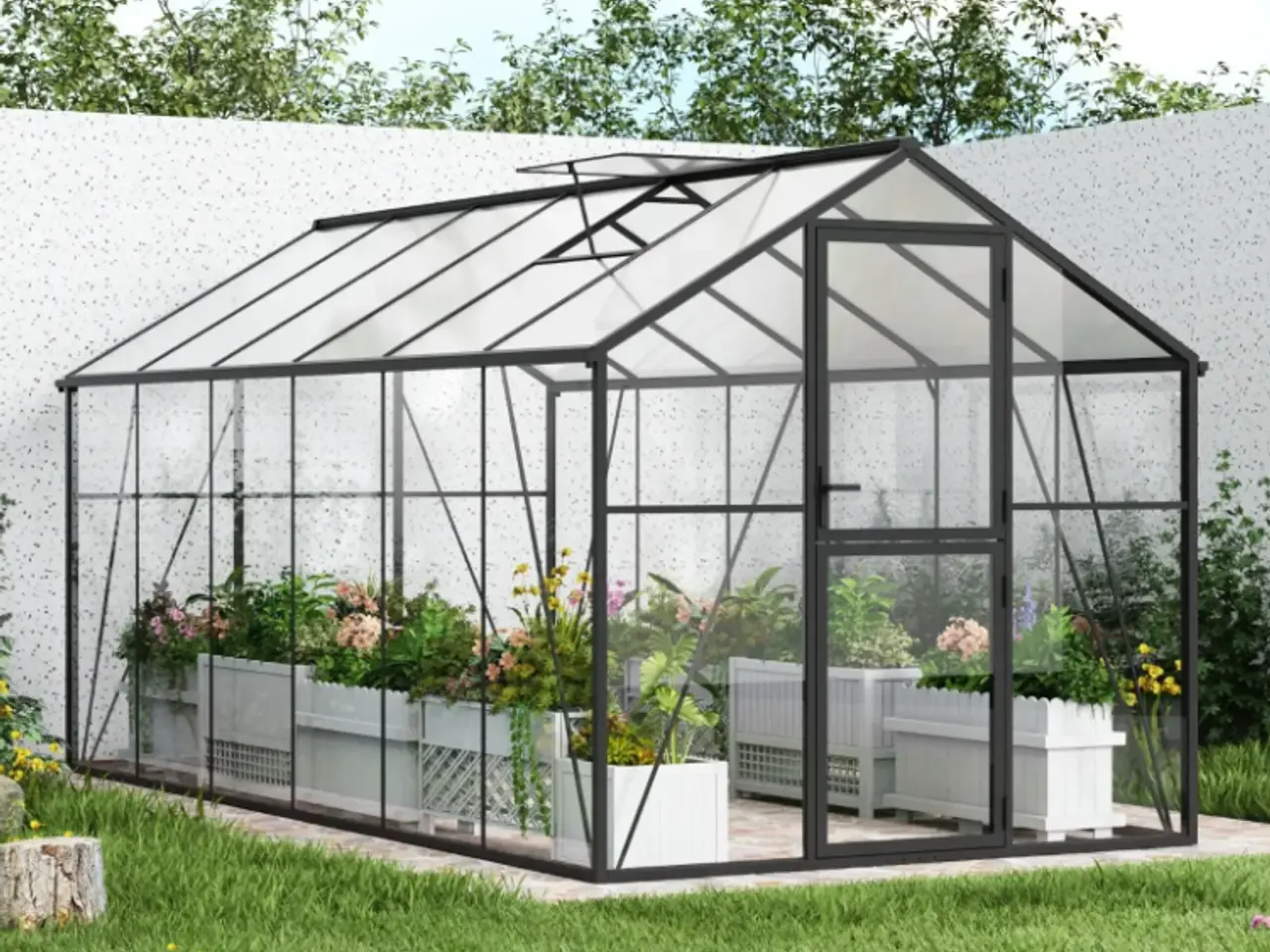 Billede 3 - Drivhus Premium Sort 457 cm - Glas/Polycarbonat 10,4m2