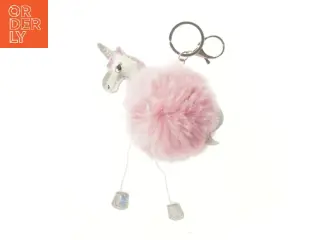 Unicorn nøglering med pelspompon (str. Ø 7 cm)