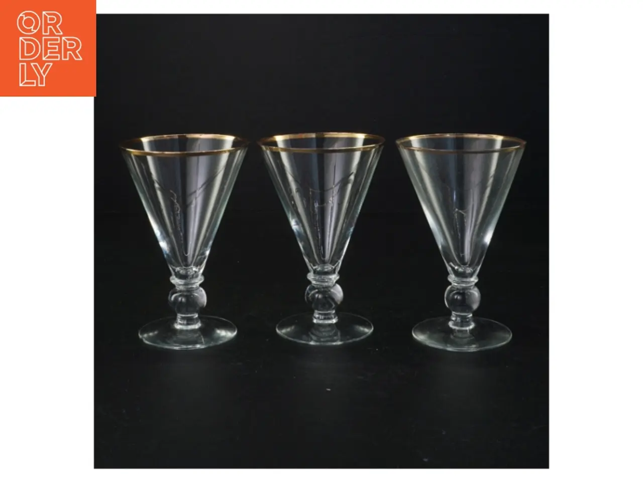 Billede 1 - Vintageglas med guldkant (str. 13 x 9 cm)