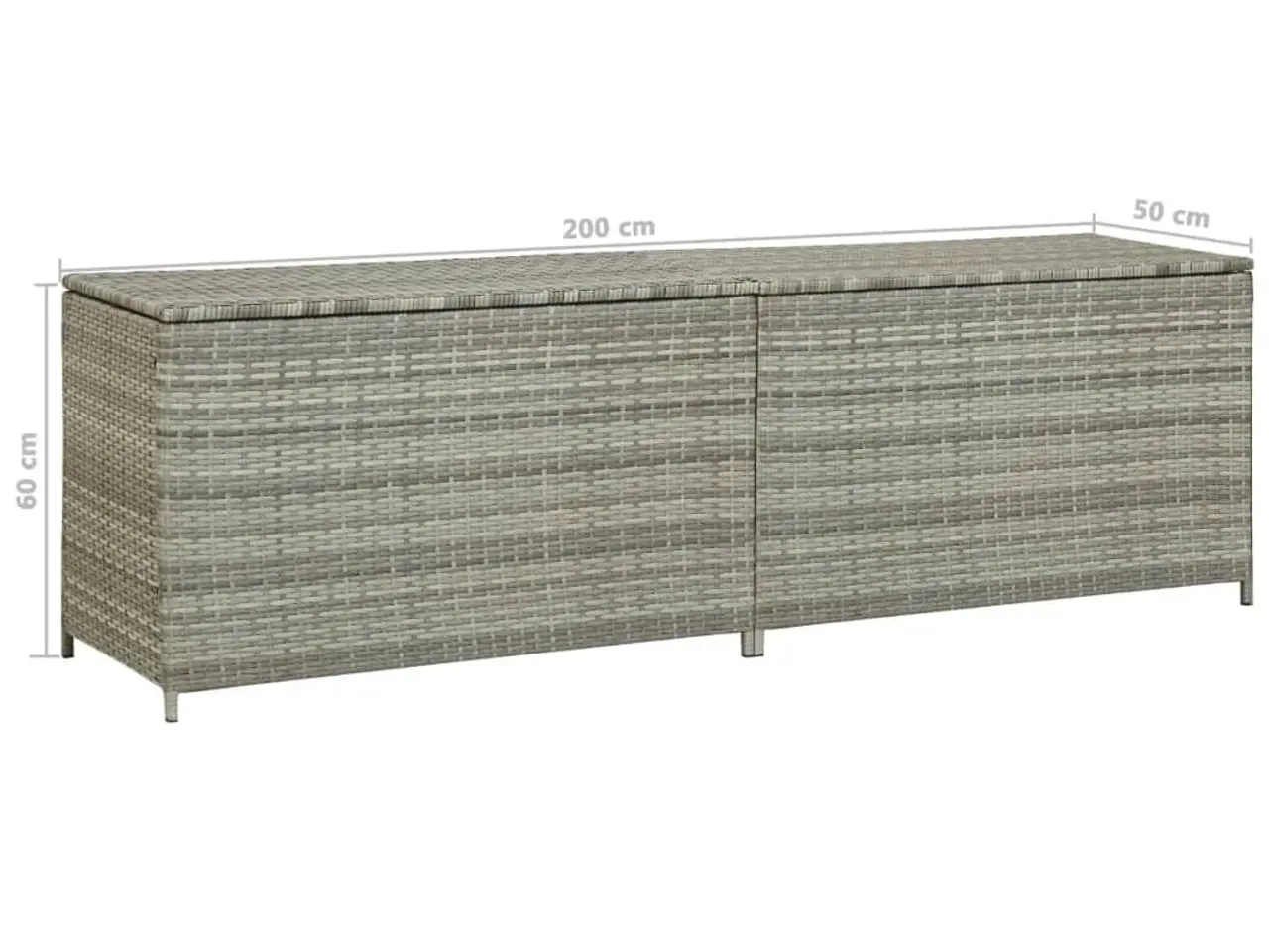 Billede 8 - Opbevaringskasse til haven 200x50x60 polyrattan grå