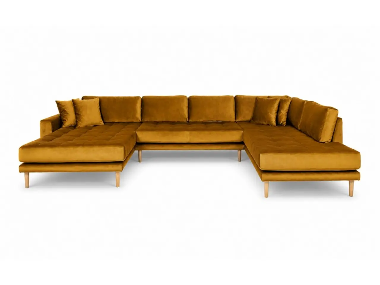 Billede 1 - Lido - Hjørnesofa med Venstrevendt Chaiselong - Sennepsgul velour