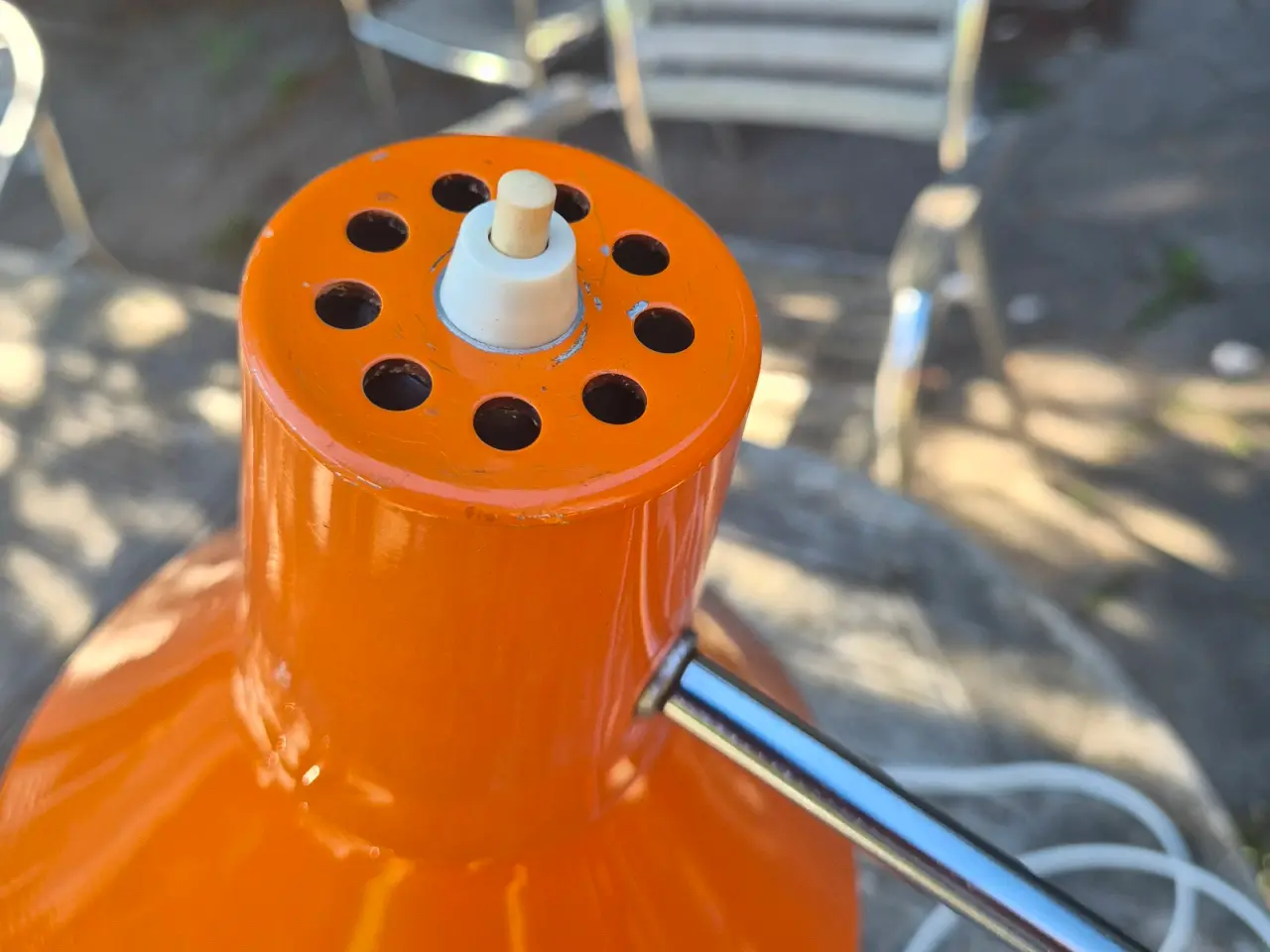 Billede 9 - Orange arkitektlampe på stander af krom 