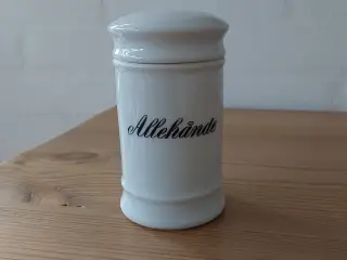 Krydderikrukke Allehånde med låg i porcelæn