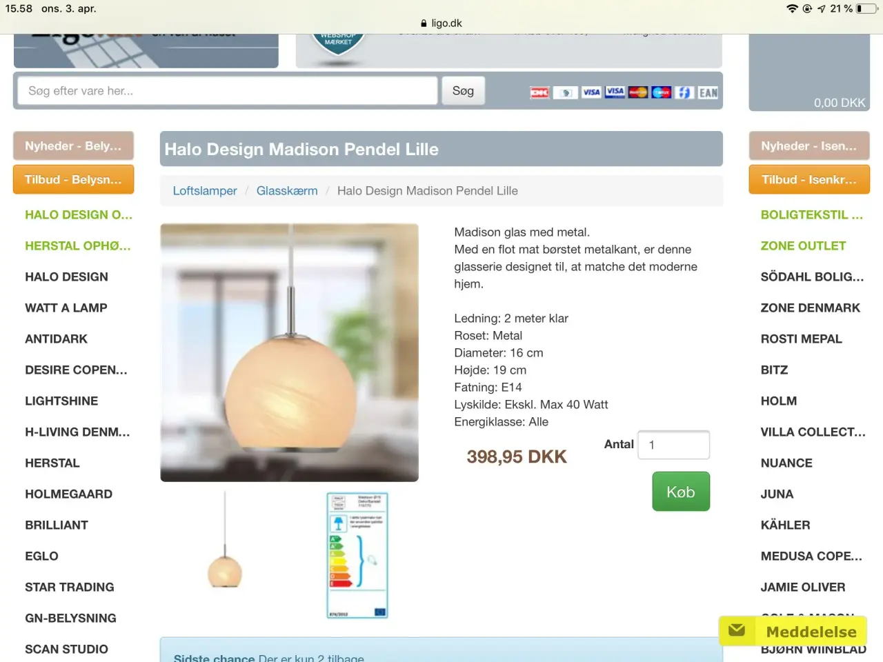 Billede 1 - Nye halodesign lamper