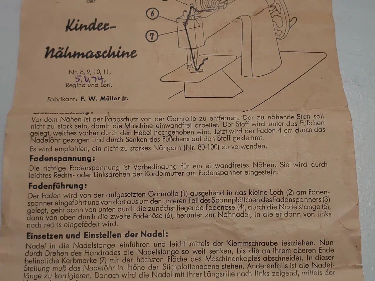 Billede 3 - Berlin børne symaskine. US-Zone 1945-1955 m. kasse