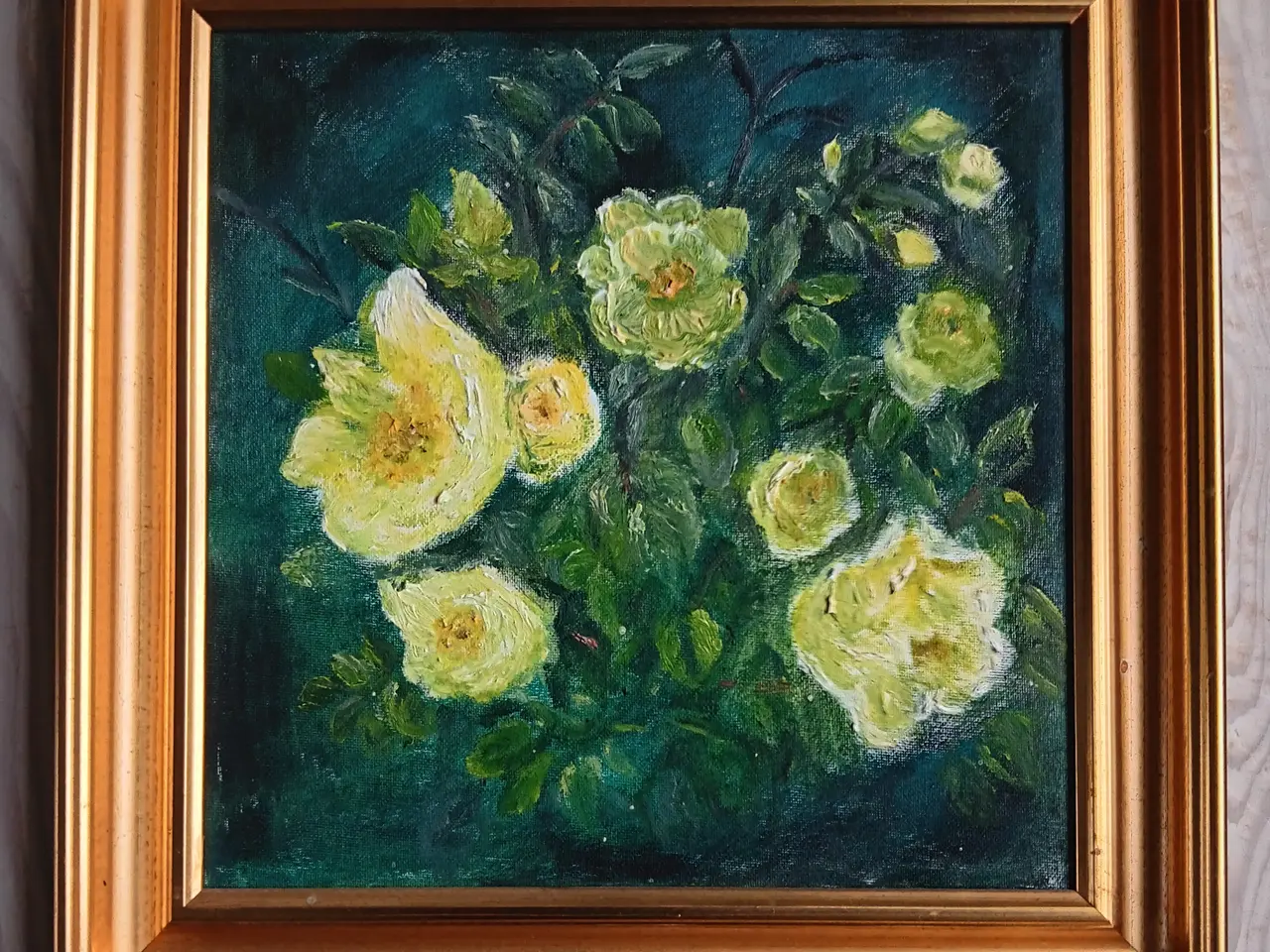 Billede 1 - Blomsterbillede i guldramme