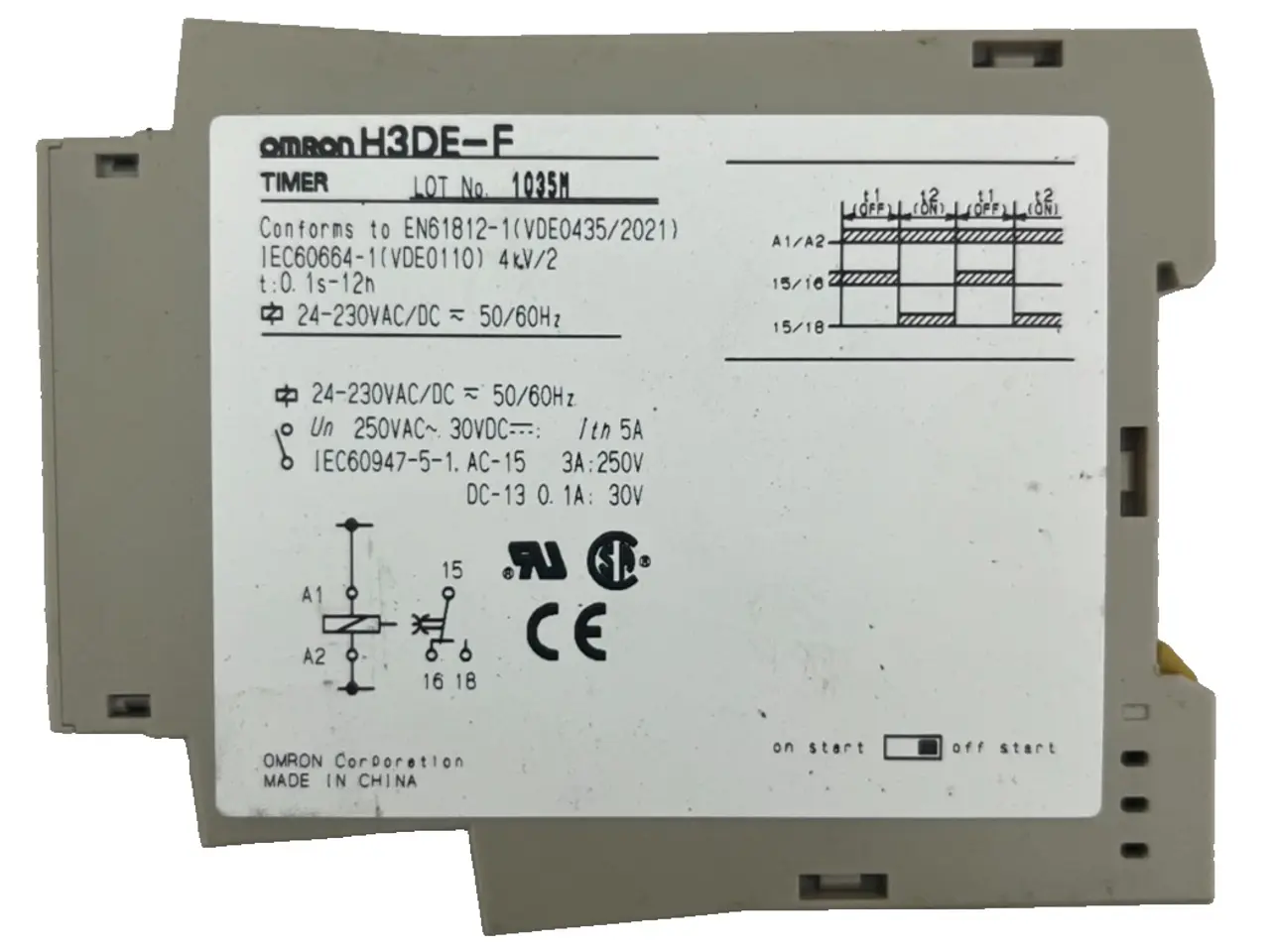 Billede 1 - Omron H3DE-F Timer relæ 24–230V AC/DC Multi-Range