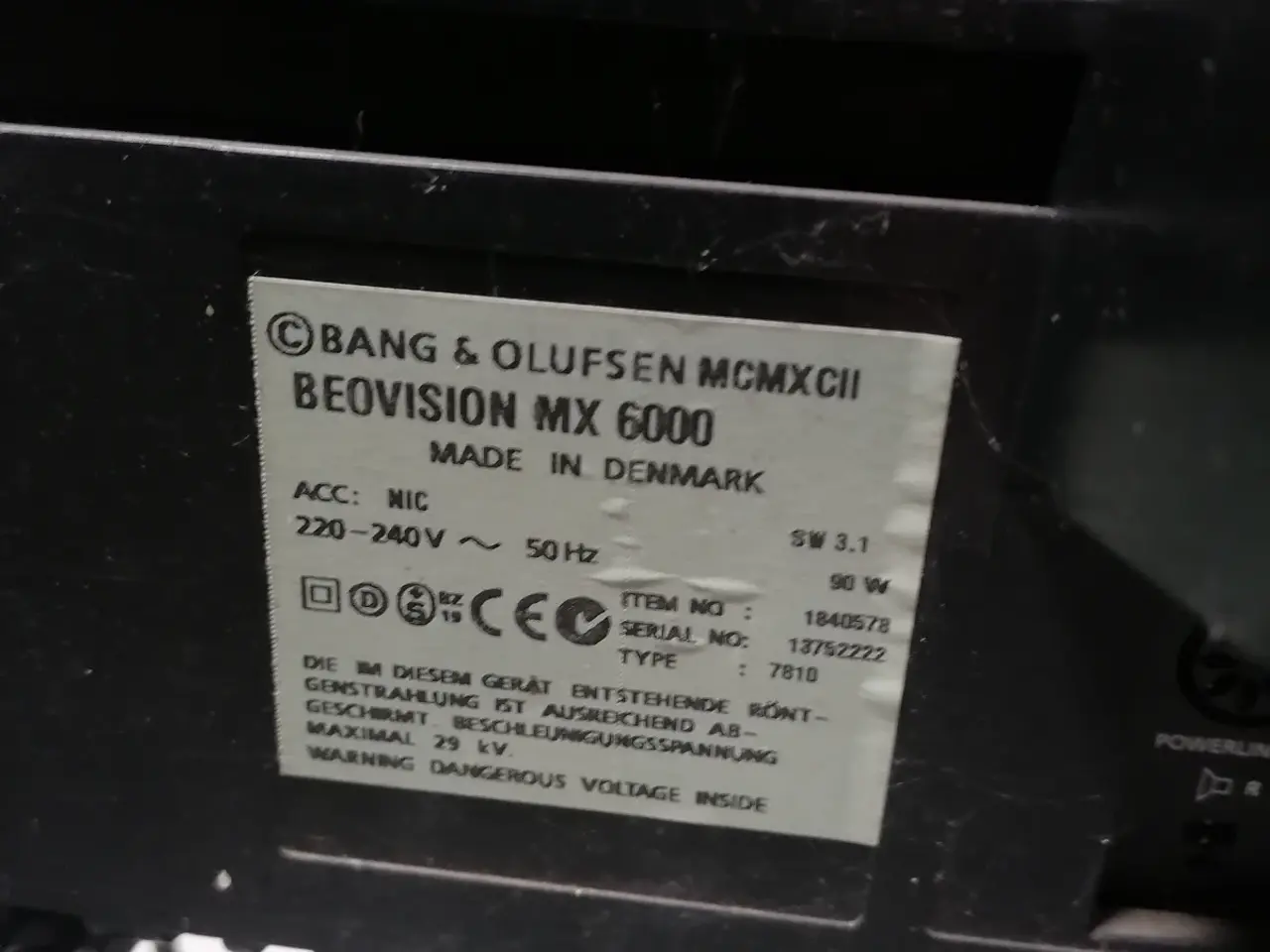 Billede 2 - Billedrørs B&O MX6000 Video V8000, Motorstand , BE