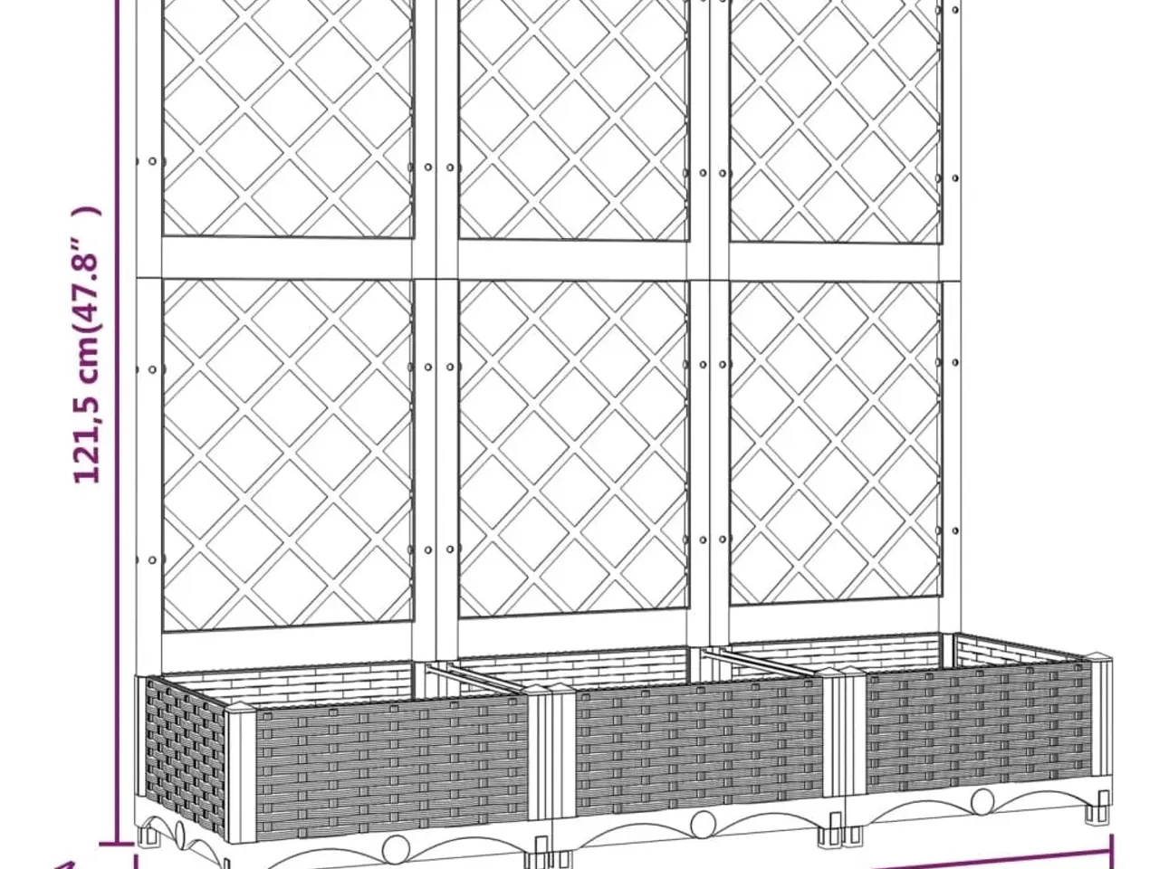 Billede 8 - Haveplantekasse med espalier sort 120x40x121,5 cm PP