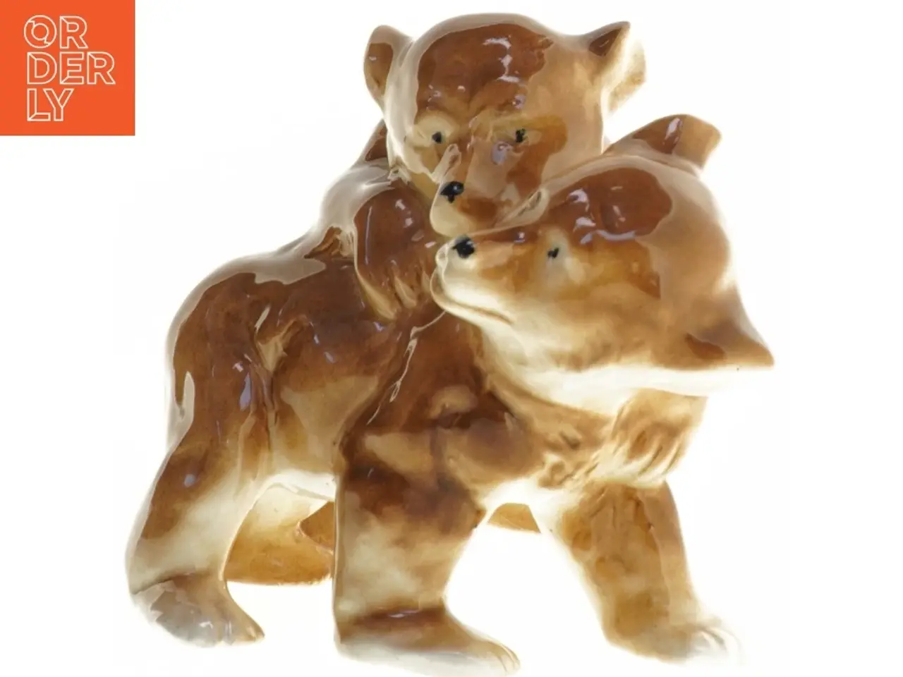 Billede 1 - Porcelænsfigur af to legende brune bjørne (str. 19 x 13 x 13 cm)