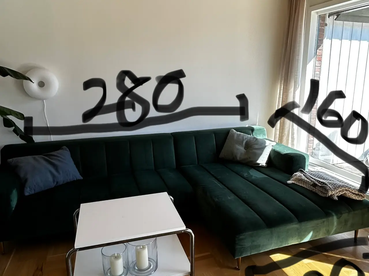 Billede 5 - Chaiselong sofa i grøn velour
