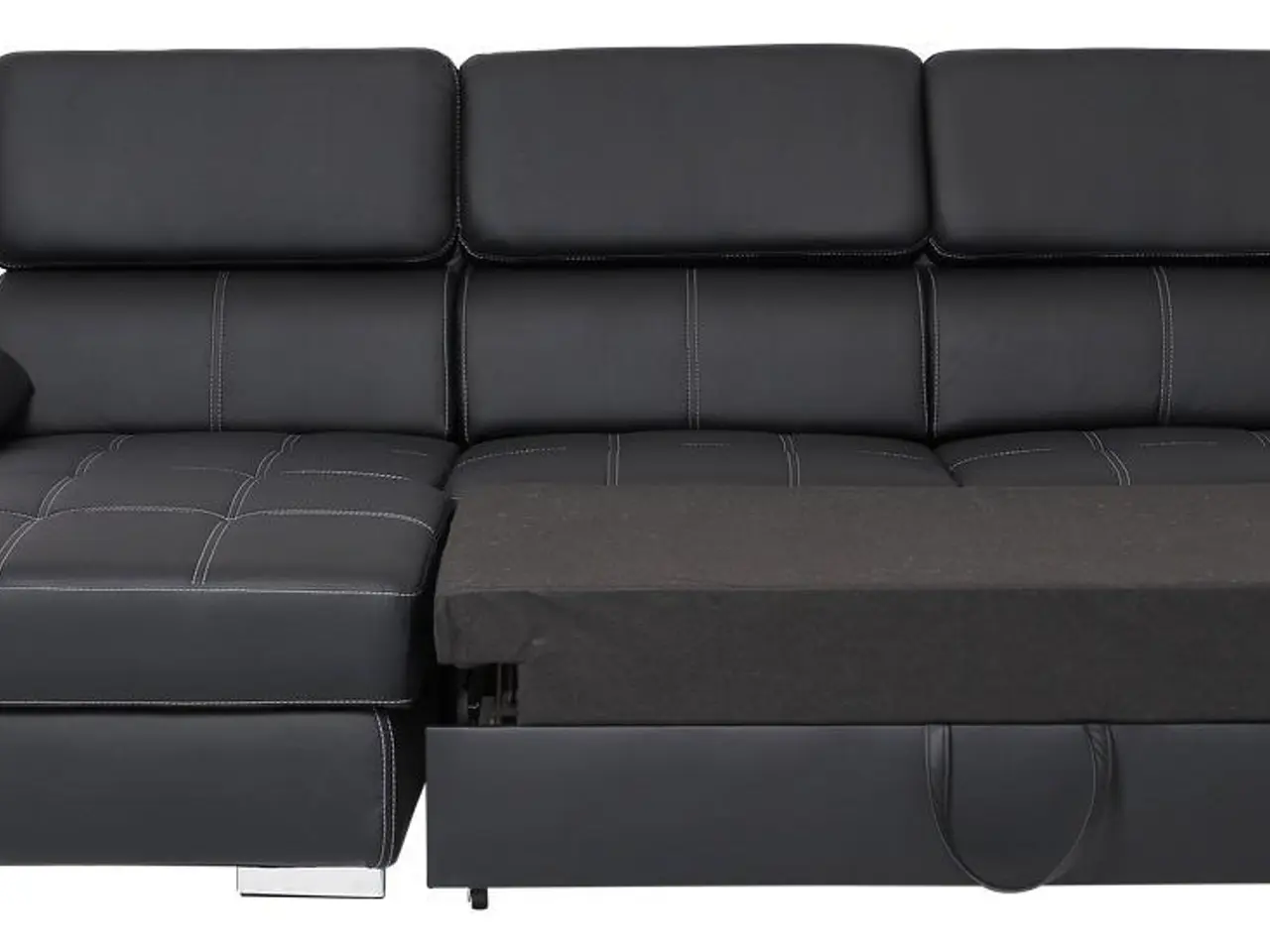 Billede 7 - Stitch sovesofa med venstrevendt chaiselong og sengeudtræk - sort PU