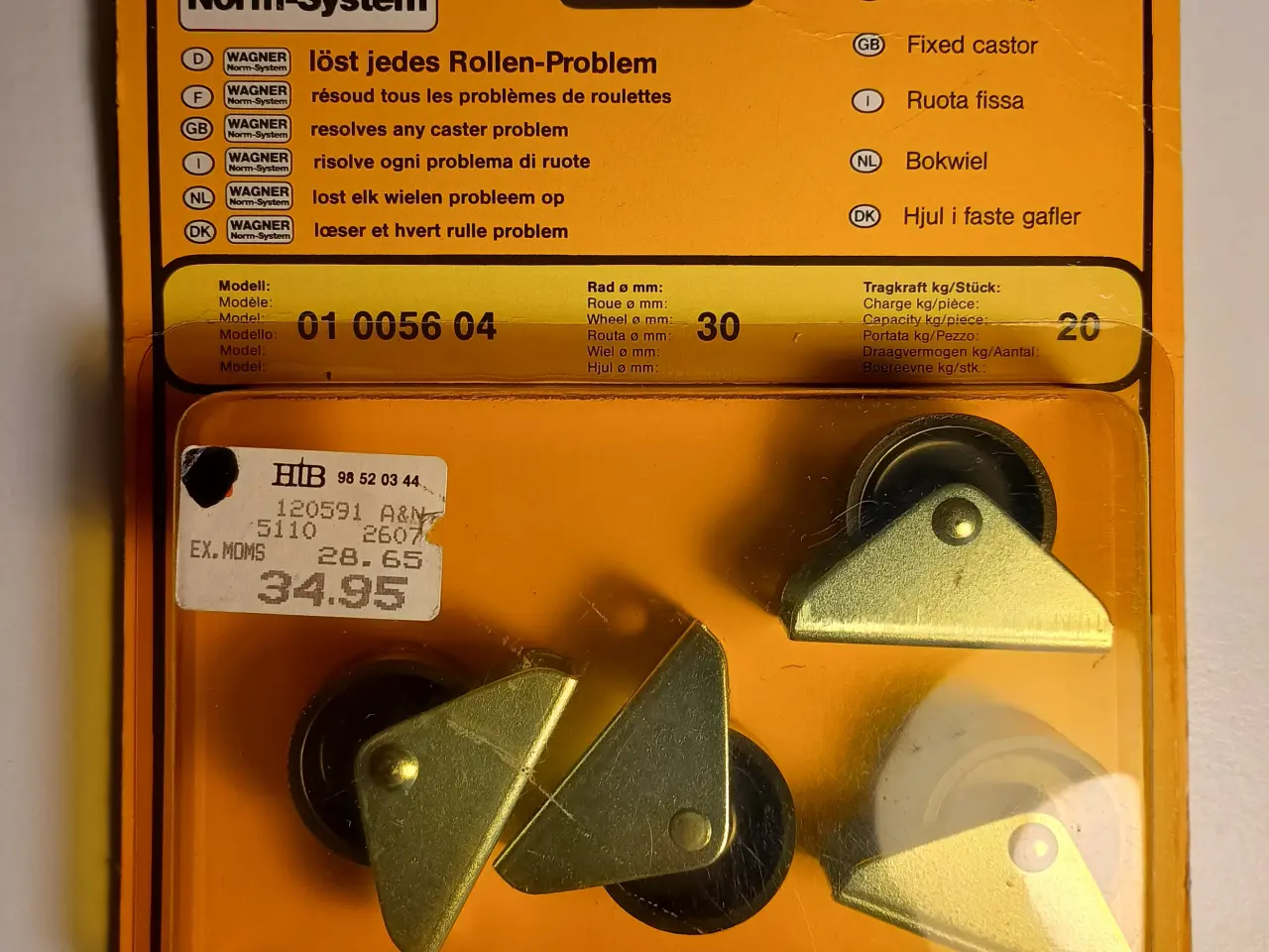 Billede 1 - Møbelruller 4 stk., 30 mm hjul i hård plast
