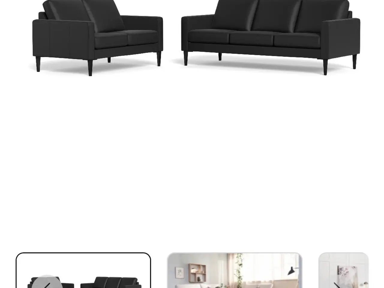 Billede 1 - Sort sofa i læder