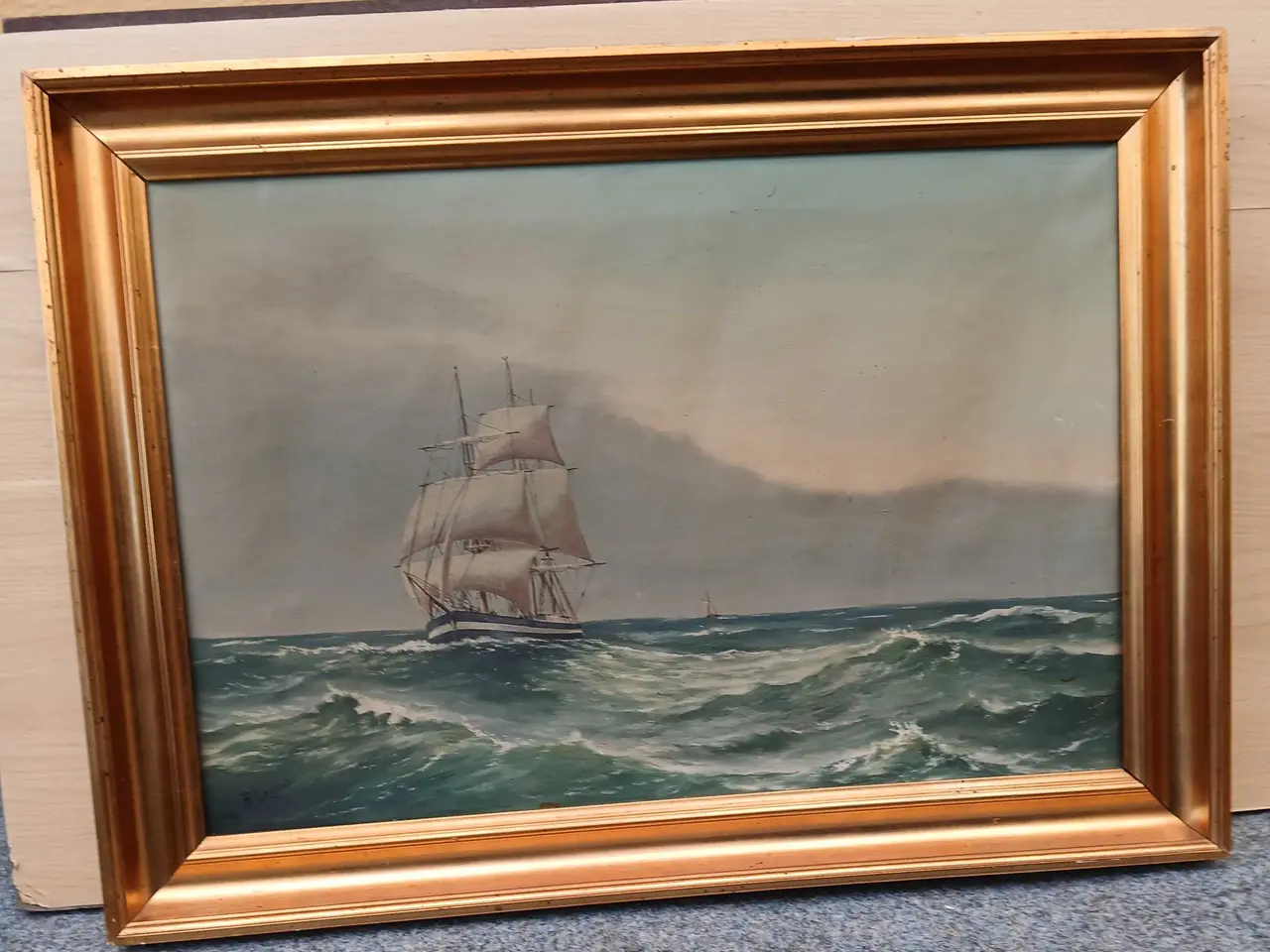 Billede 1 - Marinemaleri. Signeret Fr. Ernlund