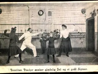 Familien Fischer ønsker glædelig Jul og et godt Nytår - Qvist u/n - Brugt - Julemærke 24/12 - 1906