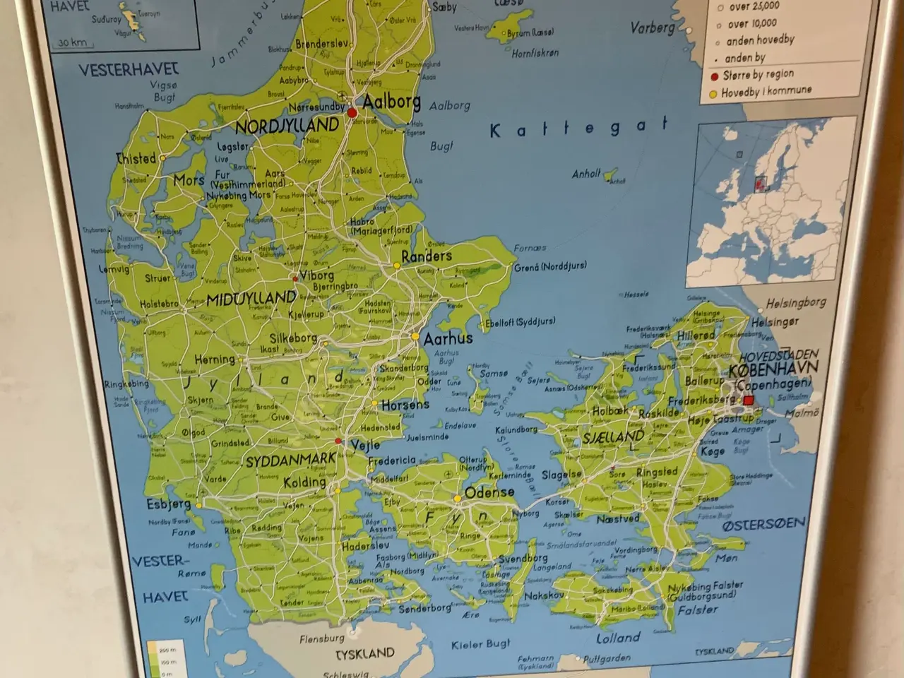 Billede 1 - Danmarkskort i ramme