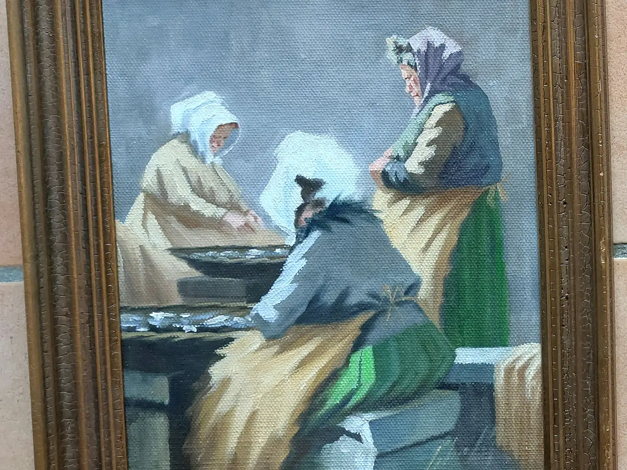 Billede 2 - FISKERKONER GAMMEL STRAND - oliemaleri